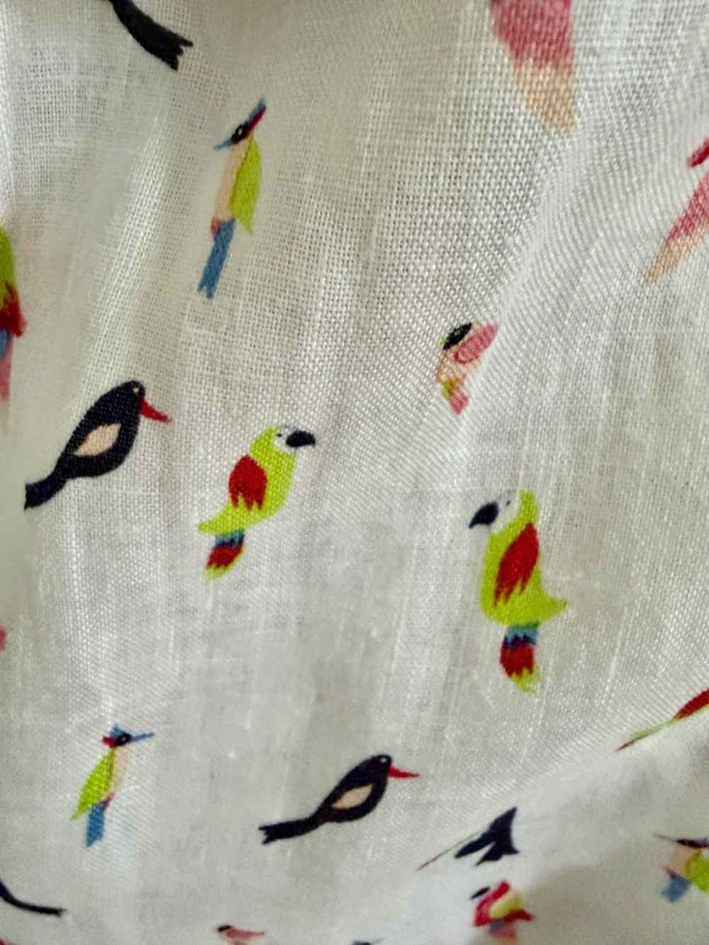 Talbots 100% Linen Parrot Print Sleeveless Blouse LP - Picture 2 of 6